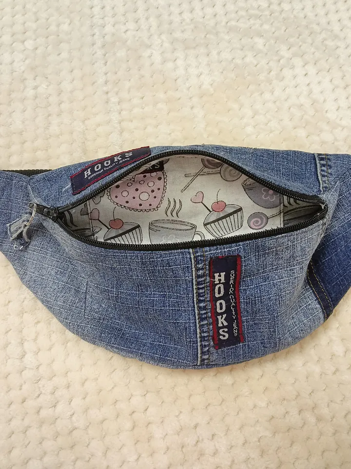 Handmade sling bag made of jeans, fanny pack, belt bag