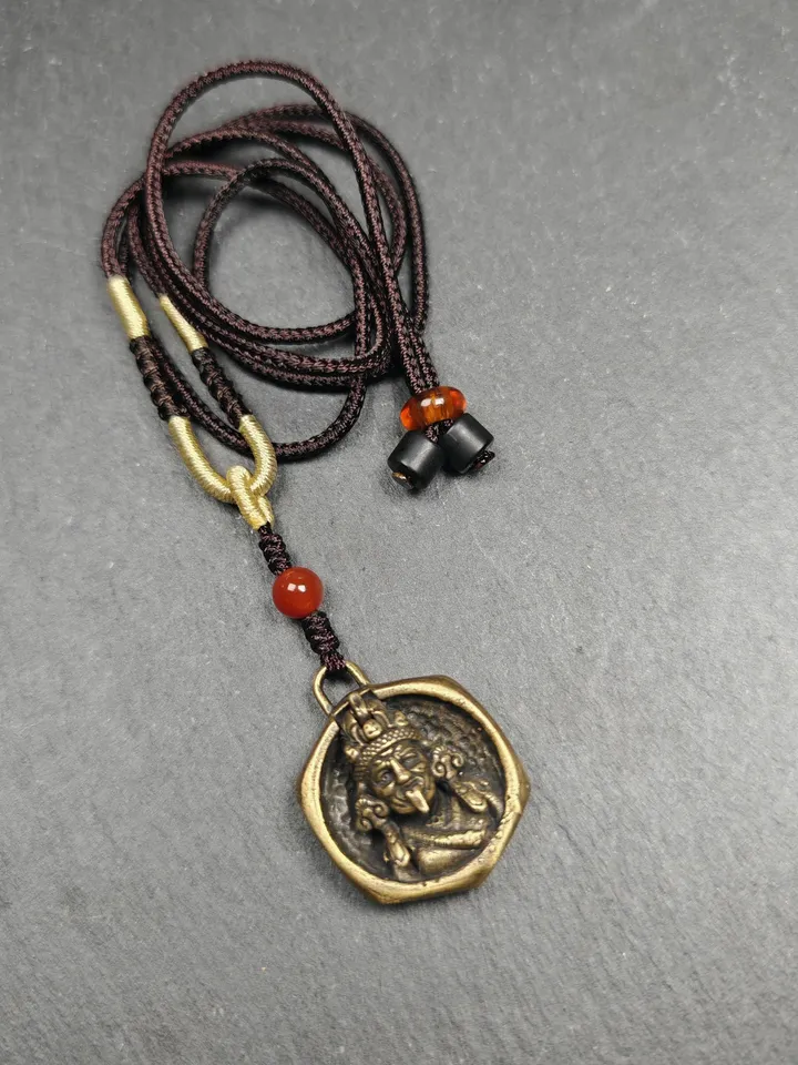 Double Faced Drashi Lhamo Amulet,Gandhanra Vintage Tibetan Buddhist Pendant,Zashi Lhamo,Buddhist Protective Charm,Spiritual Gift