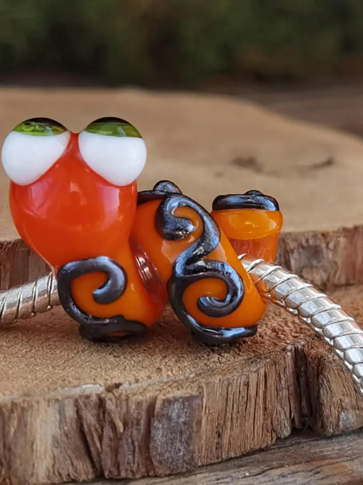 Snake beads Glass snake dread beads Large hole beads European beads European bracelet Snake Charm beads snake lampwork beads big hole bead