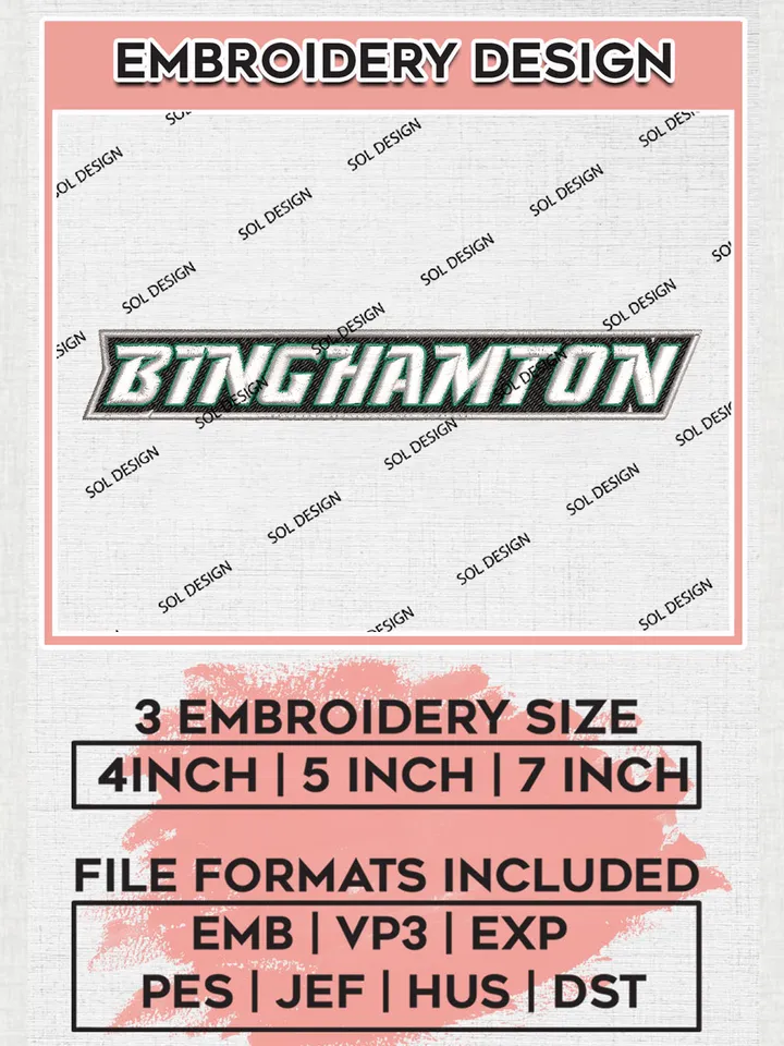 NCAA Binghamton Team Writing Logo Embroidery Design Files, NCAA Binghamton Bearcats Machine Embroidery, NCAA Teams, 3 sizes, NCAA Machine embroidery designs, Digital Download