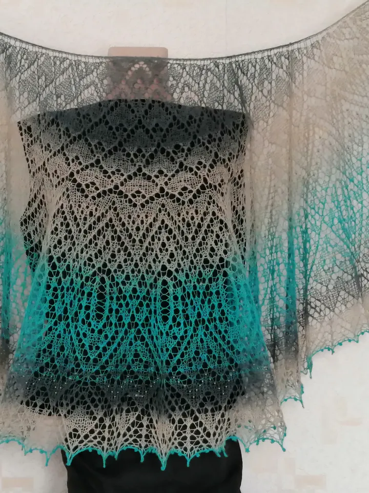 Wool Gradient Shawl, lace shawl, shawl, soft shawl, gradient semi-circular shawl