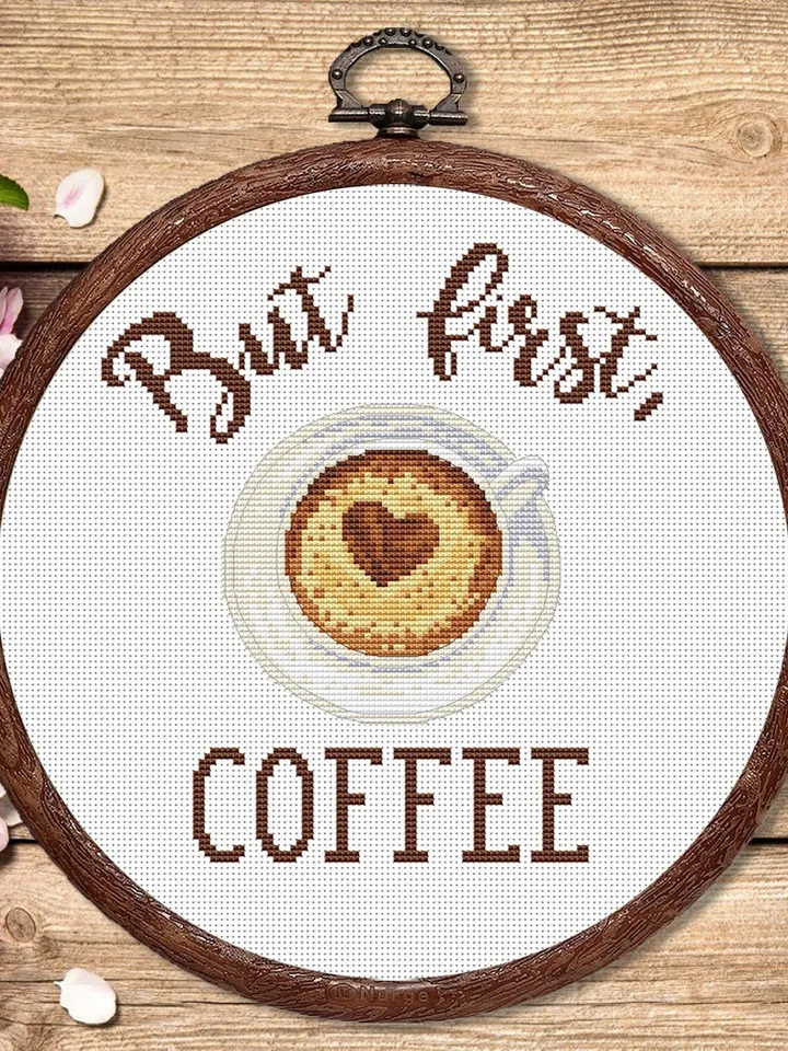 But First Coffee Cross Stitch Pattern, Kitchen Cross Stitch, Embroidery Coffee , Cup of Tea Cross Stitch Pattern, Modern Cross Stitch #kt010