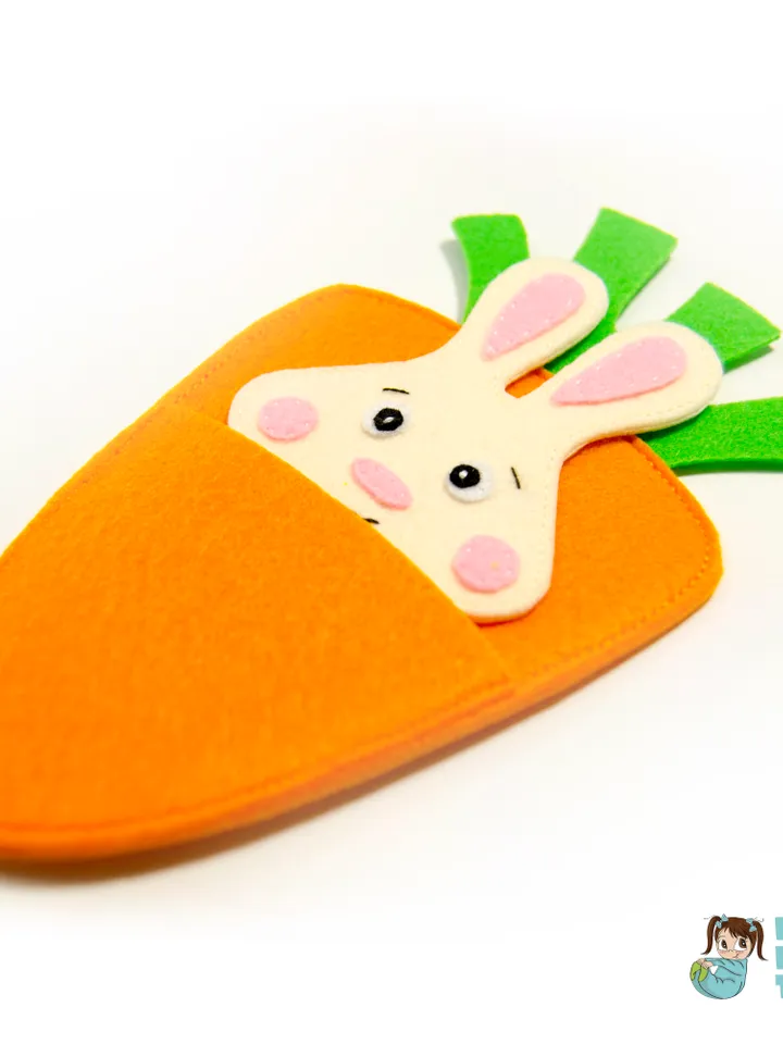 Bunny in the Carrot pocket house, PDF Pattern and Tutorial, SVG file