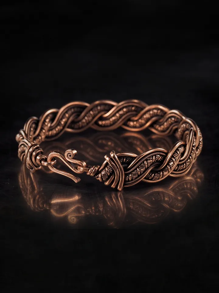 Copper wire wrapped bracelet for woman 7th Anniversary gift
