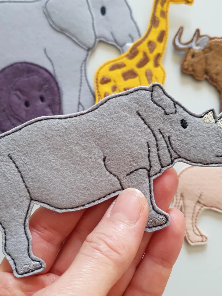 Digital Finger puppet theater set Africa Embroidery - Baby Shower Gift - DIY Project