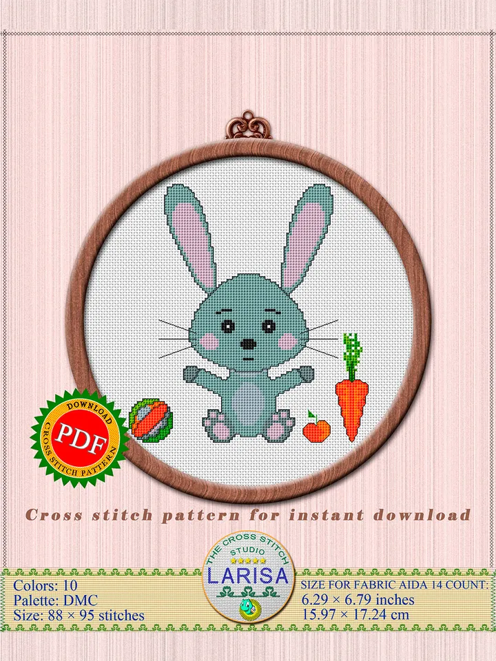 Rabbit Cross Stitch Pattern | Irresistible Rabbit Cub Chart