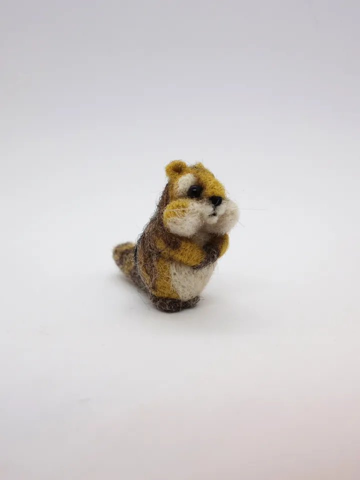 Peanut the chipmunk, miniature needle felted animal, ready to ship from the USA