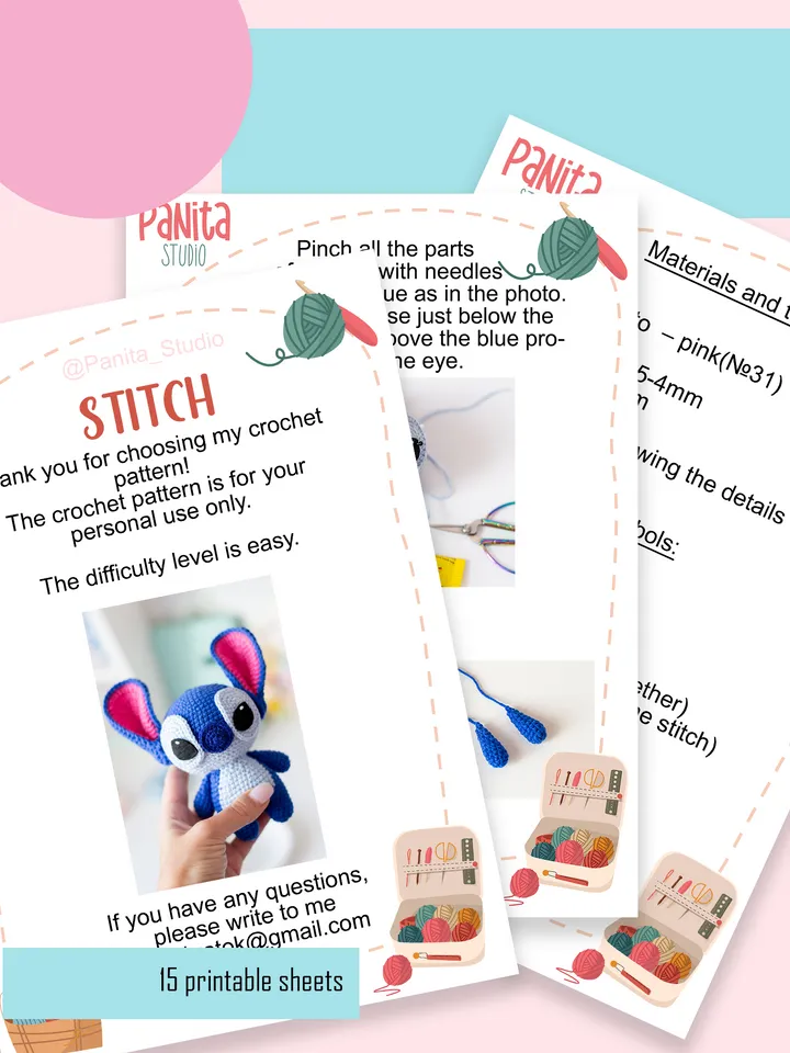 Stitch Crochet pattern amigurumi Monster for beginners in ENG