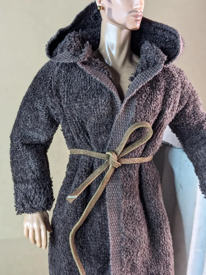 Brown terry bathrobe with a hood for 13 inch fashion male doll (FR Homme, Poppy Parker, Adonis)