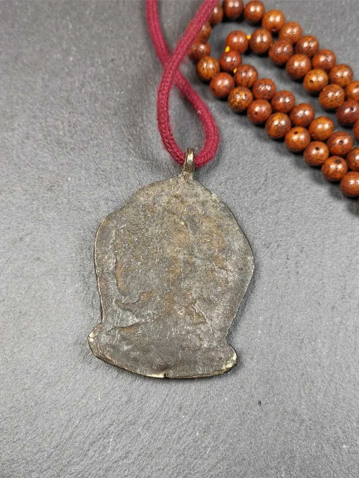 Gandhanra Vintage Tibetan Buddhism Amulet Badge,Fire Vajra Sword of Wisdom Buddha Manjushri, Made of Copper,2.2" × 1.8"