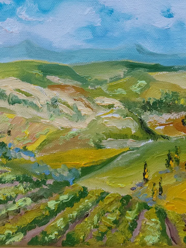Oil painting on canvas "Sunny Valley" 30x24cm (12x9.6 inch)