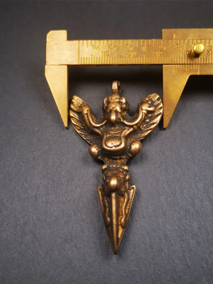 Gandhanra Antique Tibetan Buddhist Amulet,Garuda Phurba,Garula,Suparna,Golden-winged Bird Pendant,Made of Lima Brass, 2.36" * 1.4"