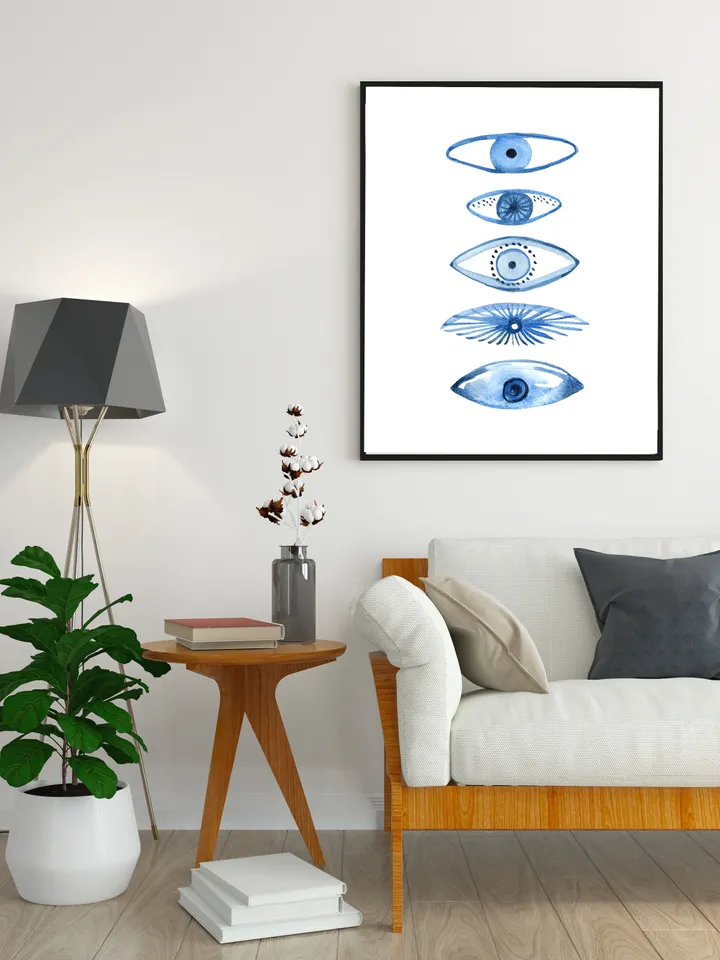 Evil Eye Print Blue Evil Eye Nazar Poster Evil Eye Wall Decor Abstract Eye Drawing Boho Eye Art Print Turkish Evil Eye Art Poster Best Gift