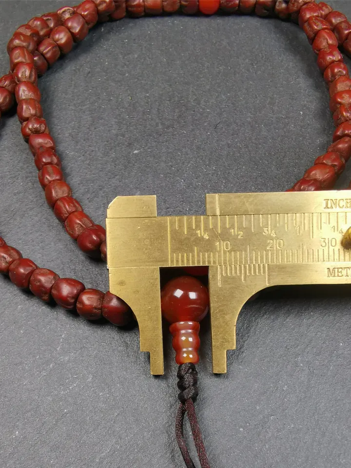Gandhanra Old 108 Tibetan Cypress Seed Beads Mala,Prayer Beads Necklace for Meditation,Diameter 0.26", Circumference 25"