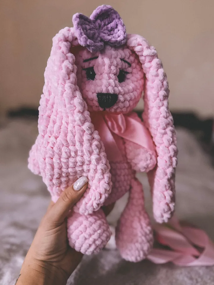 Pink soft Bunny, rabbit doll, stuffed animal, bunny with long ears, cute birthday gift