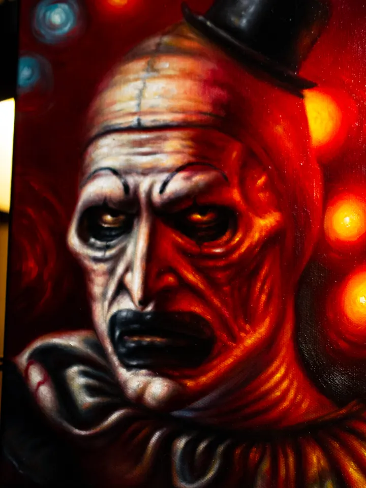 Original oil painting Terrifier Art the Clown