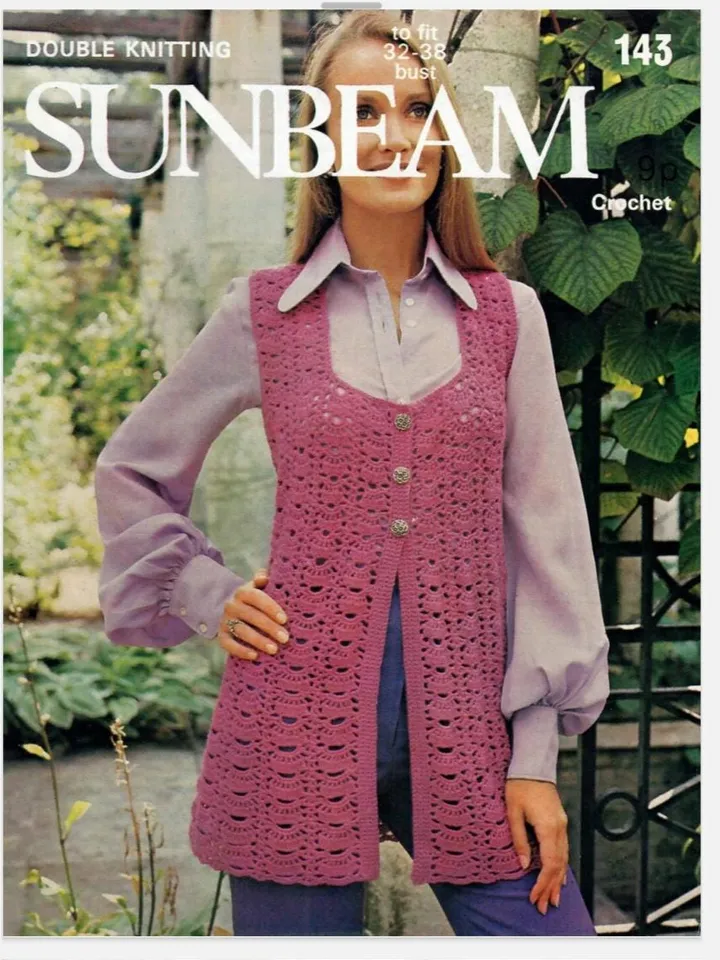 Vest crochet pattern, sleeveless cardigan pattern, women ladies waistcoat vest cardigan, long vest pdf instant download
