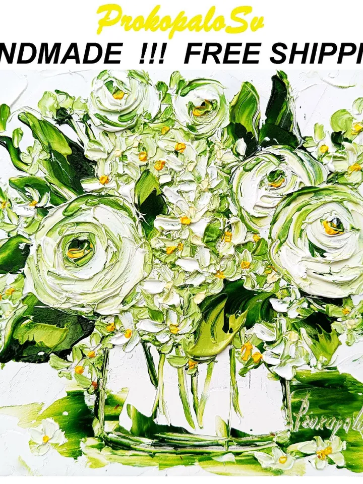 Ranunculus Painting Lilac Original Art Impasto Oil Painting 6x6 painting Floral Small Painting Flowers Paintings Gift by ArtProkopaloSv