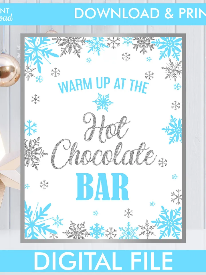 Winter Onederland Signs, Winter Onederland Birthday Boy Decorations, Blue Silver Snowflakes First Birthday Decorations Instant Download