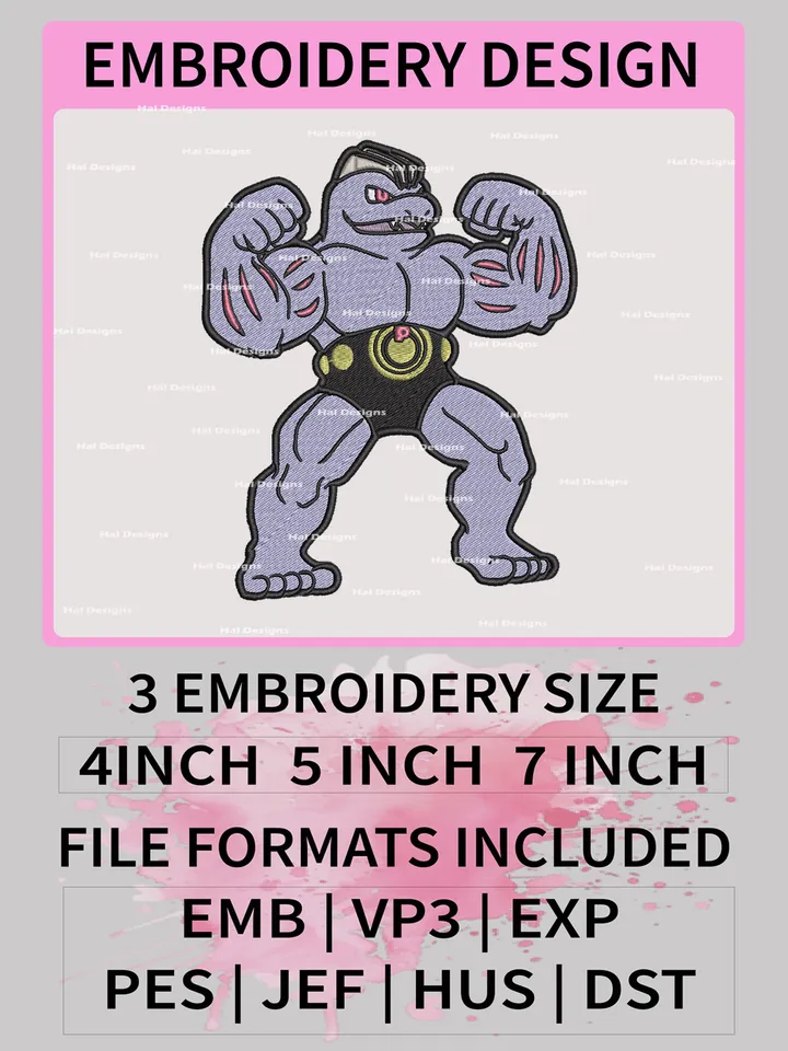 Pokemon Machoke Embroidery Design, Pokemon Dmbroidery, Anime Design, Embroidery file, Digital download