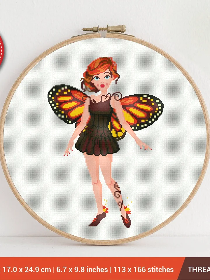 Butterfly fairy Cross stitch pattern | Embroidery Pattern | Instant Download | Embroidery Designs
