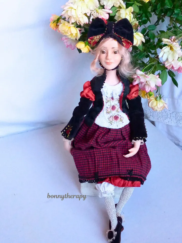 Polymer clay doll, height 36 cm (14 inches).