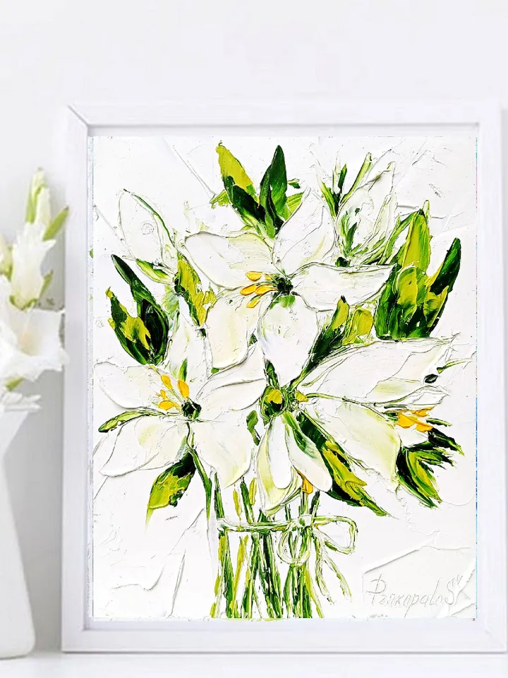 Lily Painting Flower Original Art Impasto Oil Painting Flower painting Floral Painting by ArtProkopaloSv