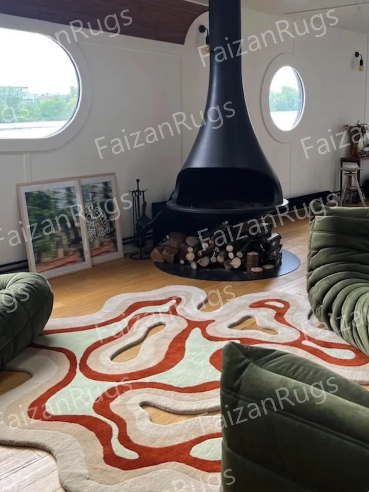 Buy Amoeba Shaped Rug Hand-Tufted 100% Wool Handmade Area Rug Carpet for Home, Bedroom, Living Room, Kids Room, Custom Rug Also.
