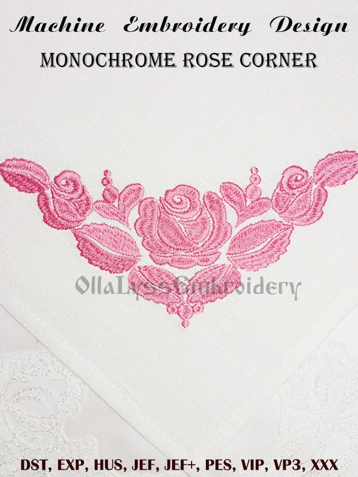Rose corner embroidery design