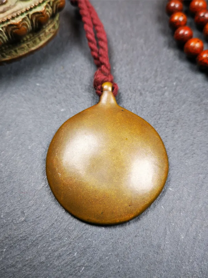 Gandhanra Antique SIPAHO(srid pa ho) Amulet, Tibetan Buddhist Astrology Badge,12 zodiac Melong Mirror, Jiugong Bagua Badge,30 Years Old