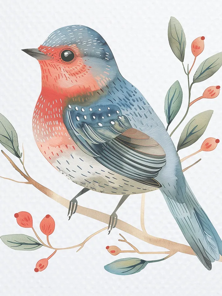 24 Scandinavian Birds PNG Bundle, Watercolor Floral Birds for sublimation, Printable vintage birds clipart, Paper craft, junk journals