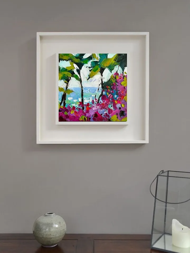 Bali Painting Original Art Seascape Art Impasto Oil Painting Palm Artwork