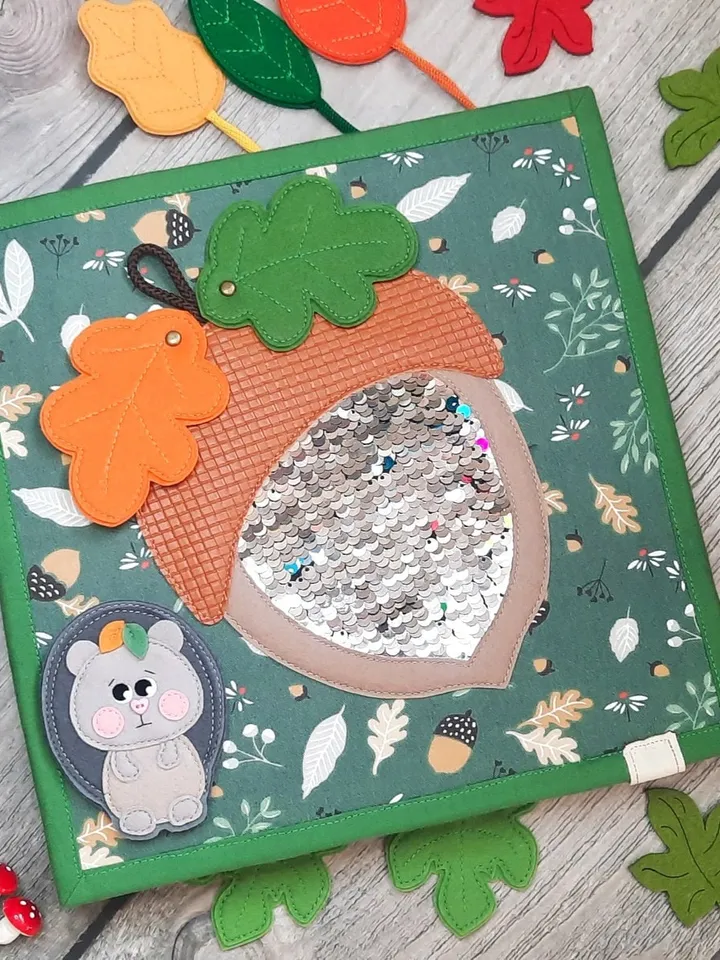 Autumn Quiet book pattern PDF & Tutorial pages, Felt book pattern svg, Quiet book ideas, Sensory toys, Pdf felt sewing pattern for toddler
