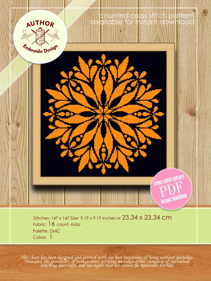 Mandala set cross stitch pattern PDF Monochrome mandala pattern instant download PDF, Flower mandala cross stitch chart, DIY Home decor #S46