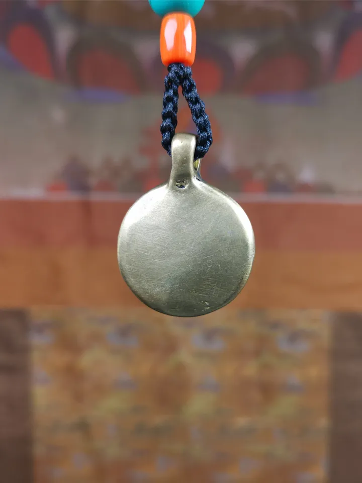 Gandhanra Handmade Tibetan Buddhist Amulet,Shankha(Divine Conch) Amulet Pendant,Made of Brass,0.98"