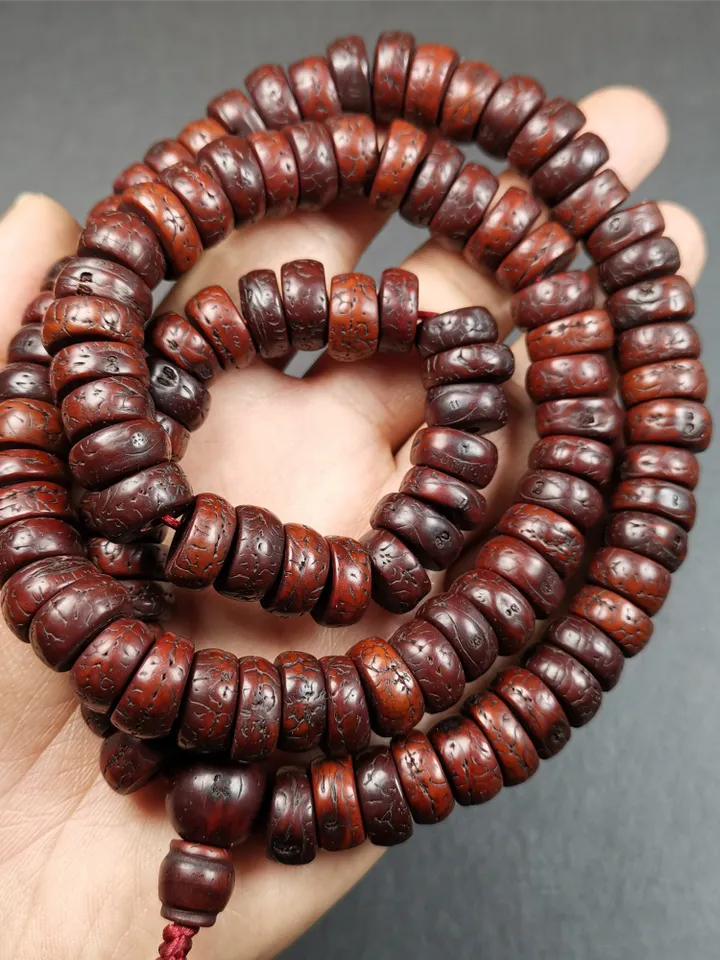 Gandhanra Old 108 Bodhi Seed Beads Mala,13mm Prayer Beads Necklace for Meditation,Circumference 70cm