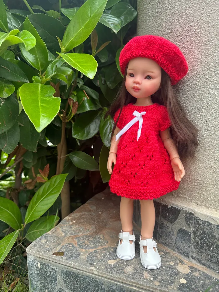 Paola Reina Doll 3 ITEMS Set: Exclusive OOAK Handmade Outfit - Dress, Beret, Shoes