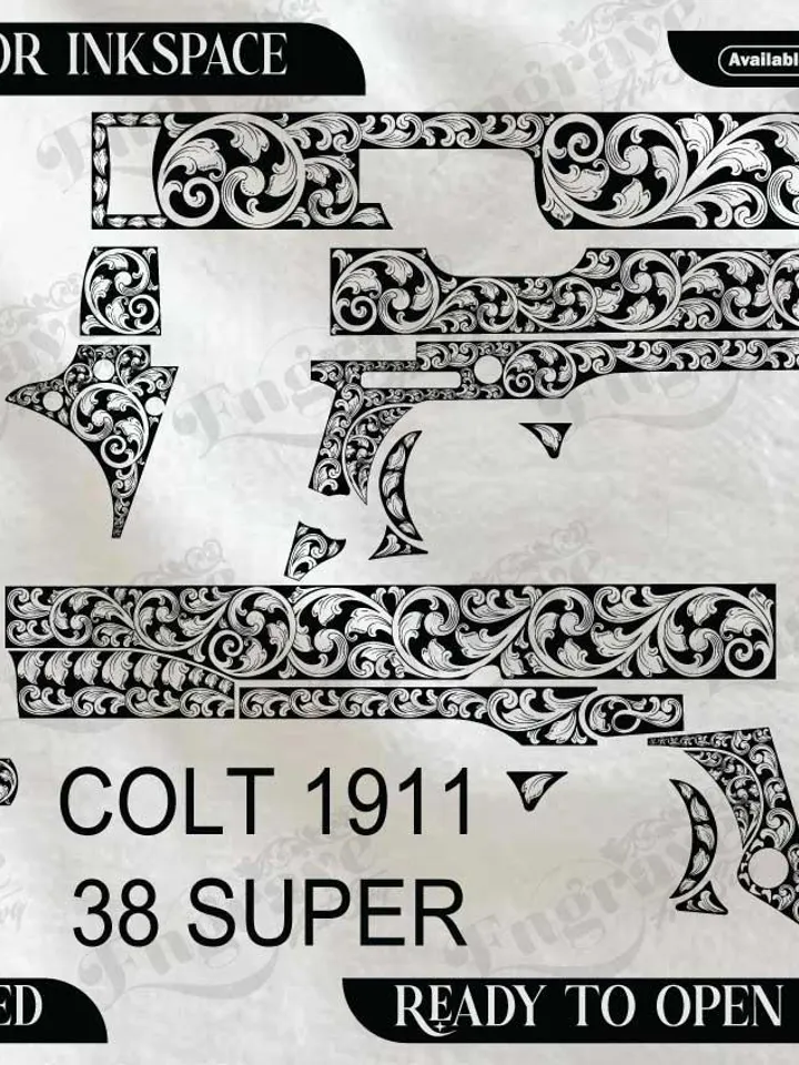 COLT 1911 GOVT. 38 Super Design,lasercut,laserengraving,fiberlaser,engravingfiles