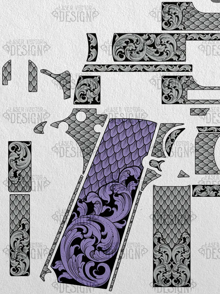 VECTOR DESIGN Colt 1911 government Scrollwork and snake scales