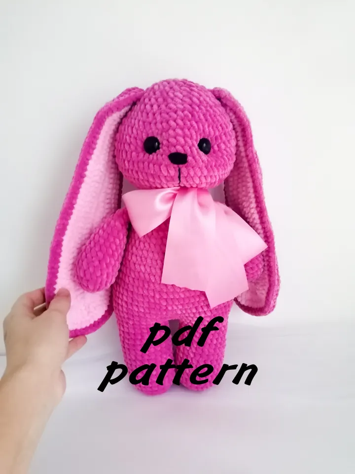 pink plush bunny, crocheted, PDF