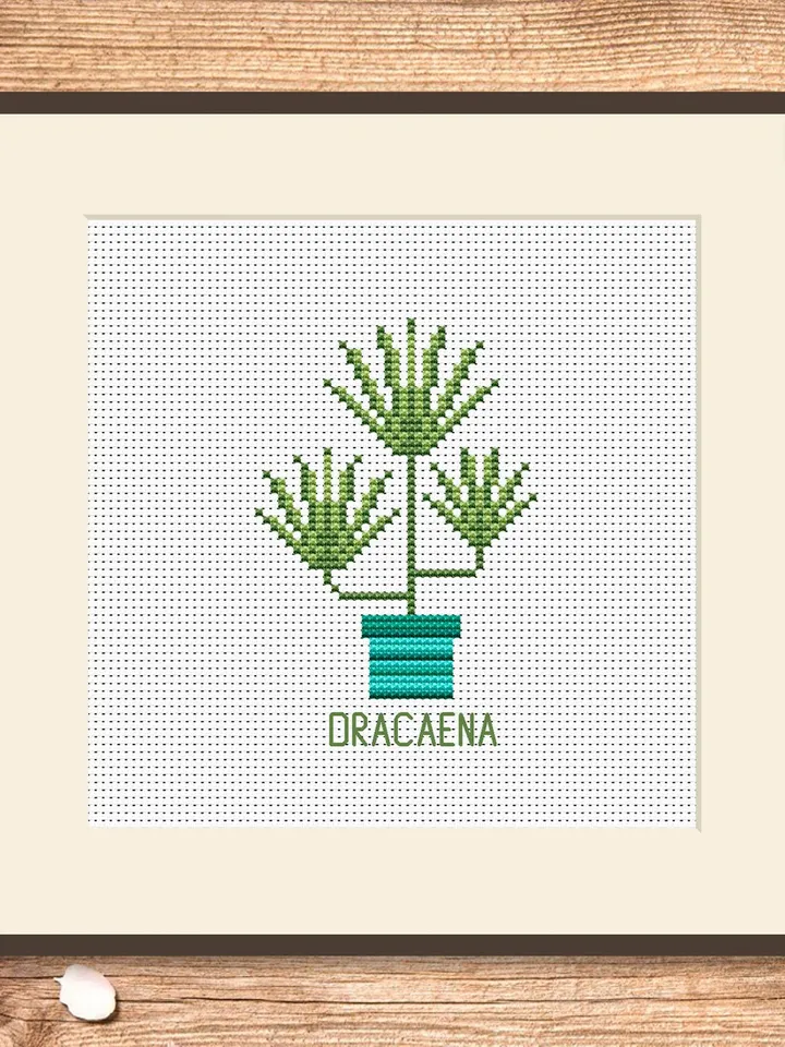 Dracaena Cross Stitch Pattern, Flower Cross Stitch Pattern, Embroidery Dracaena Flowers xStitch, Potted Flowers Cross Stitch Pattern #flw004