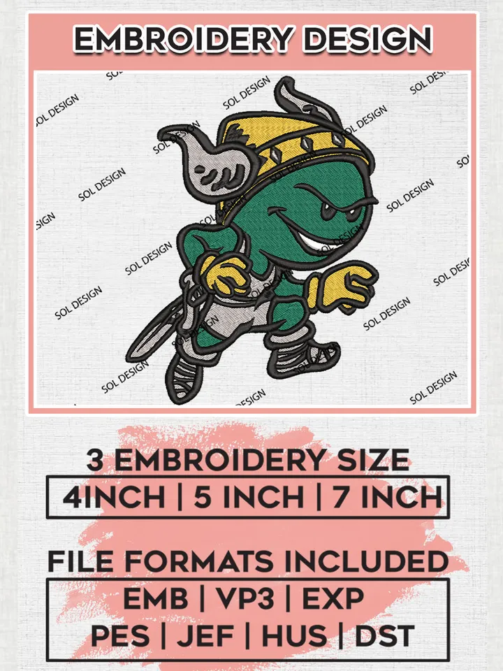 Cleveland State Vikings NCAA Team Funny Mascot Logo Embroidery Design Files, NCAA Cleveland State Vikings Machine Embroidery, NCAA Teams, Game Day, 3 sizes, NCAA Machine embroidery designs, Digital Download