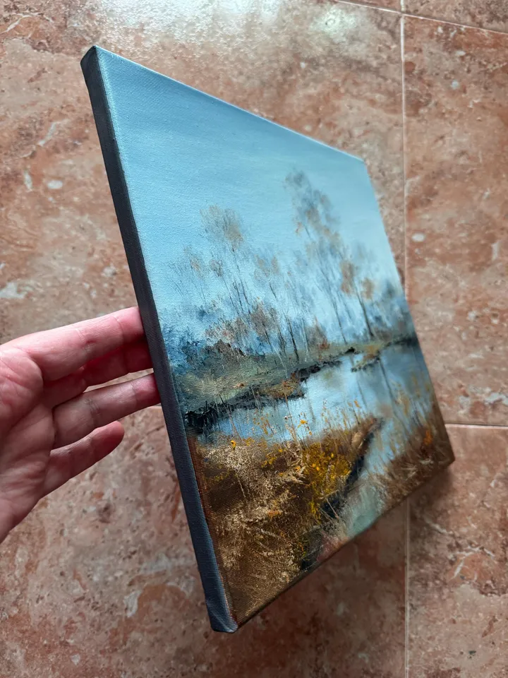 Landscape Oil Painting Original Forest Artwork River Landscape