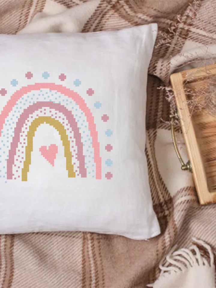 Boho rainbow cross stitch pattern PDF download Modern boho cross stitch chart, Simple rainbow pattern digital PDF, Nursery room decor #O3