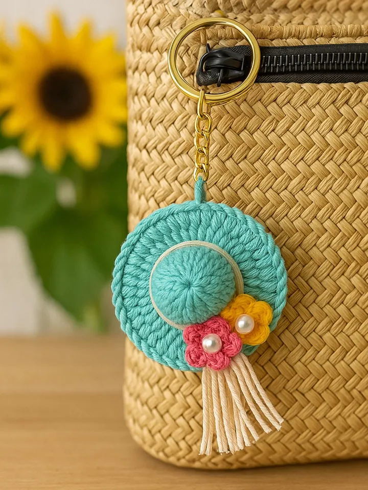 Crochet Mini Hat Pattern - Miniature Vacation Straw Hat - Tiny Crochet Ornaments