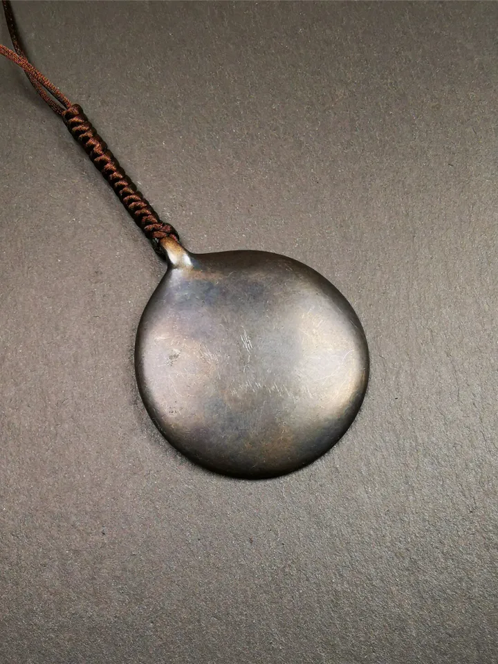 Gandhanra Vintage Tibetan Buddhist Calendar Badge,Melong Mirror, SIPAHO Amulet,made of Lima Brass, 1.77"