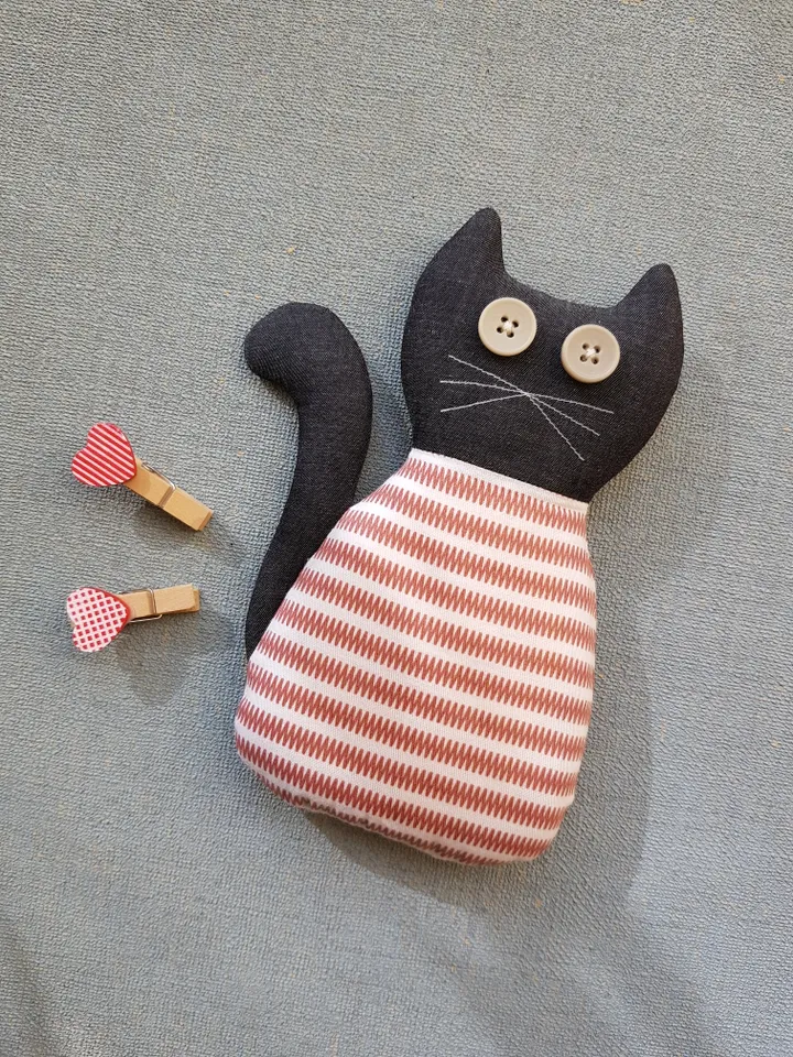 Cat sewing pattern PDF, tutorial in english, Halloween doll Pattern, Stuffed animal diy