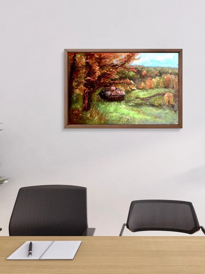 Autumn Landscape painting ,a barn house in the autumn wood painting,original oil painting.