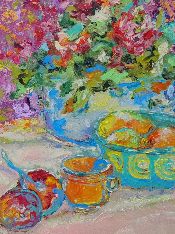 Oil painting on canvas 24x30cm (9.6x12inch) "Still life with citrus fruits"