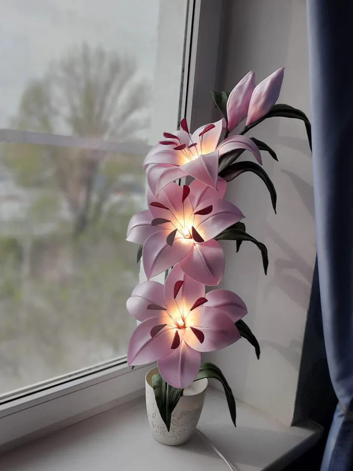 table lamp, lamp, glowing flower, lily, floor lamp, led lamp